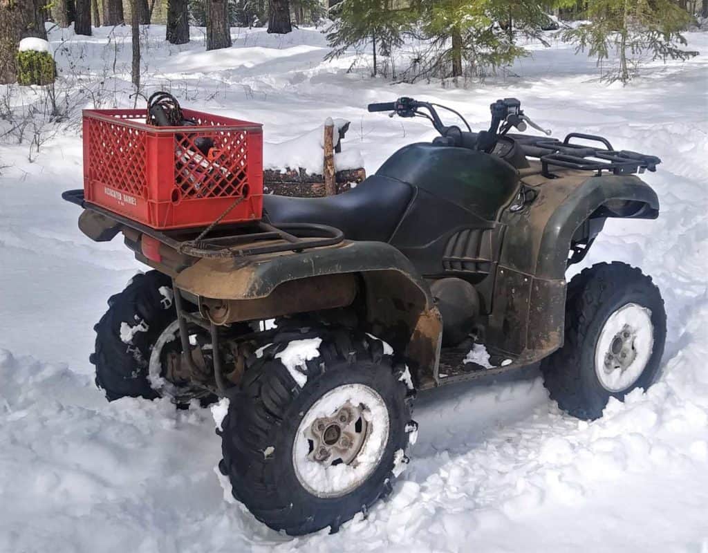 Our ATV in the snow.