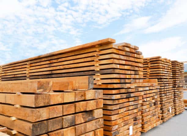 storing pine lumber and planks